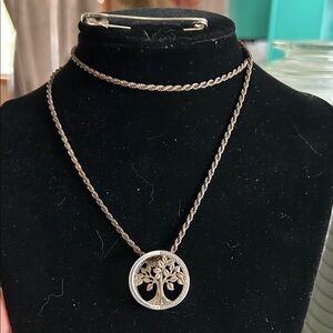 Stunning  sterling silver Tree of Life Pendant on a Milor rope chain